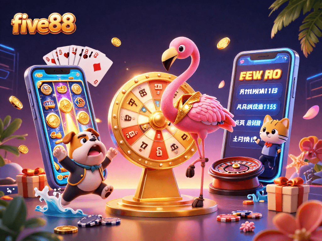 Experience the excitement at five88 with vibrant characters and dynamic gaming elements bursting with action.