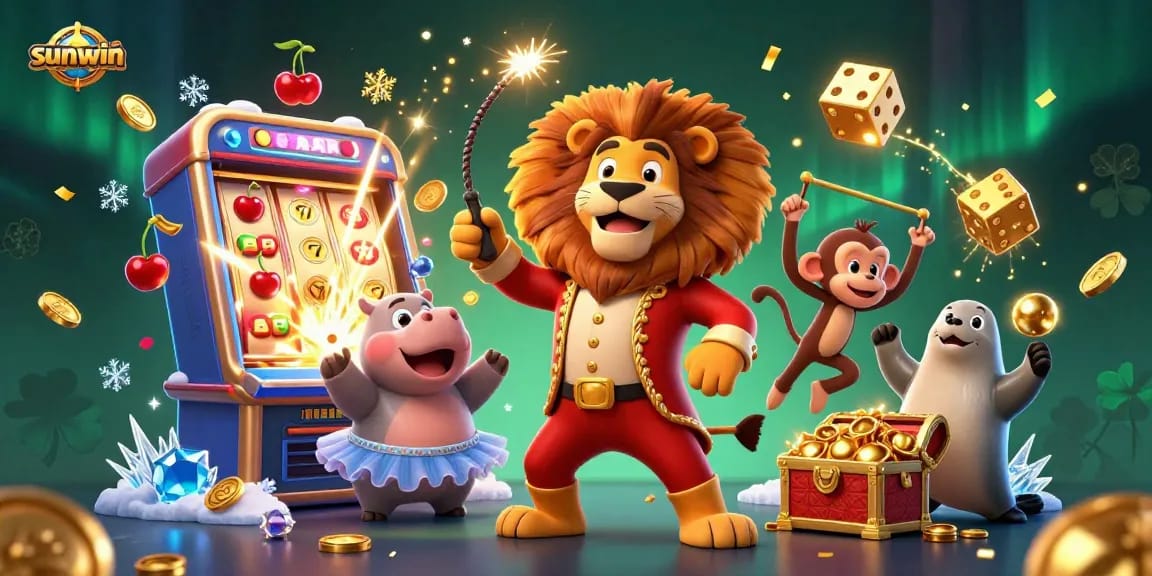 Spin the reels with sunwin's vibrant jackpot adventure featuring engaging casino characters and games.