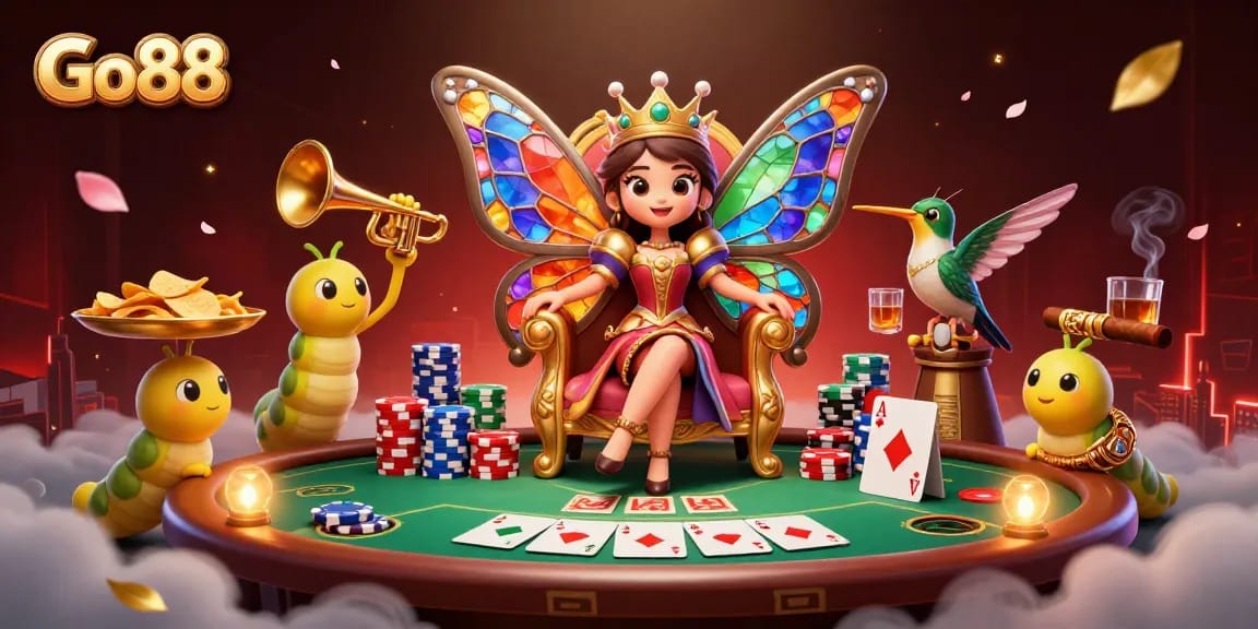 Experience the excitement of Go88 with an ultra-detailed 3D illustration showcasing a vibrant casino atmosphere