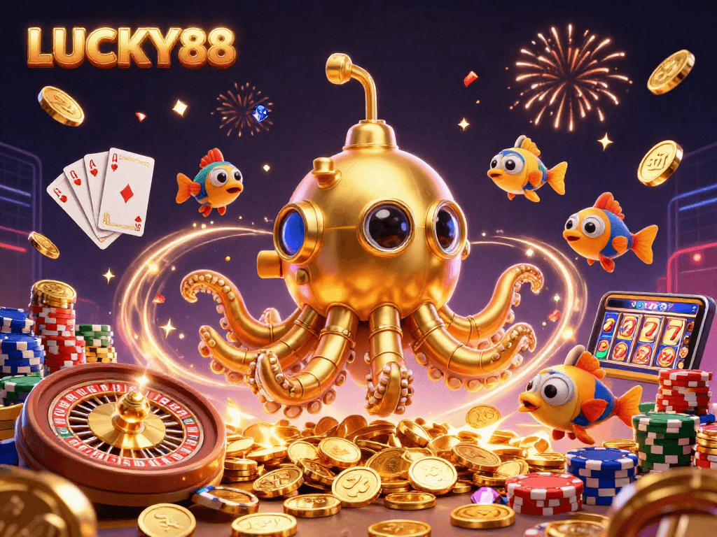 Experience the winning thrill of LUCKY88 with a vibrant casino adventure scene.