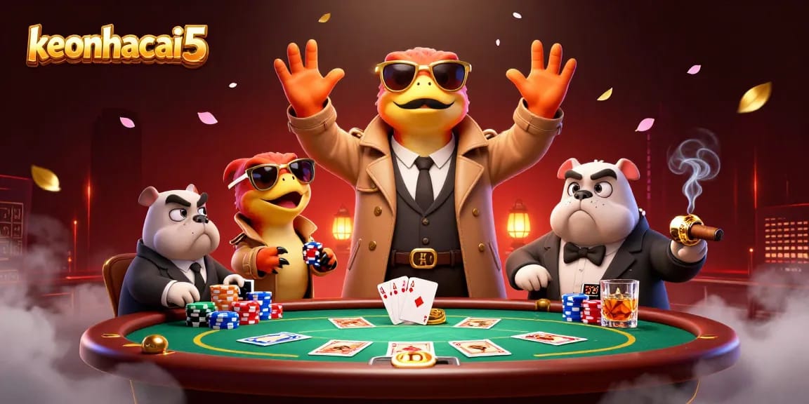 Experience excitement at keonhacai5 as cartoon raptors enter a casino VIP lounge