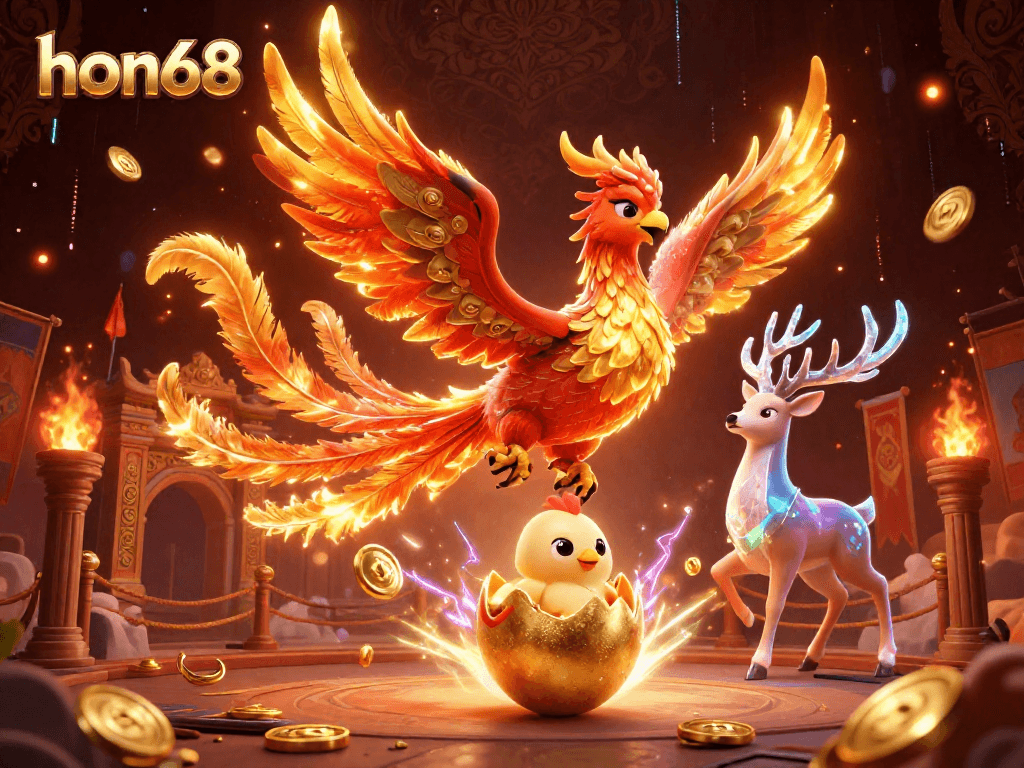 Experience thrilling gameplay at hon68 with vibrant phoenix imagery and immersive casino elements.