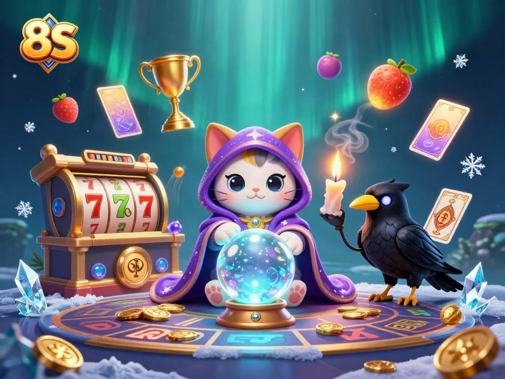 Experience thrilling gameplay in 8S casino with slots, jackpot reels, and mystical elements.