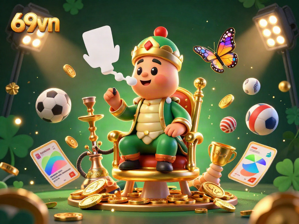 Experience thrilling gambling with the vibrant 69vn-themed illustration featuring a caterpillar hookah-master.