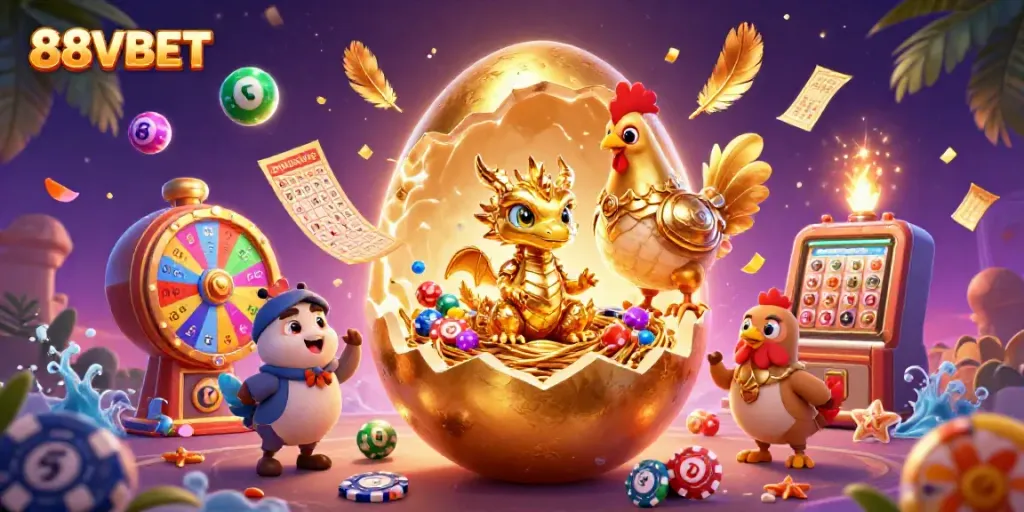 88VBET celebrates winnings with a golden dragon and dynamic casino elements.