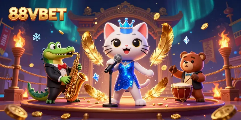 Experience the excitement of casino entertainment and fun at 88VBET with vibrant characters and game elements.