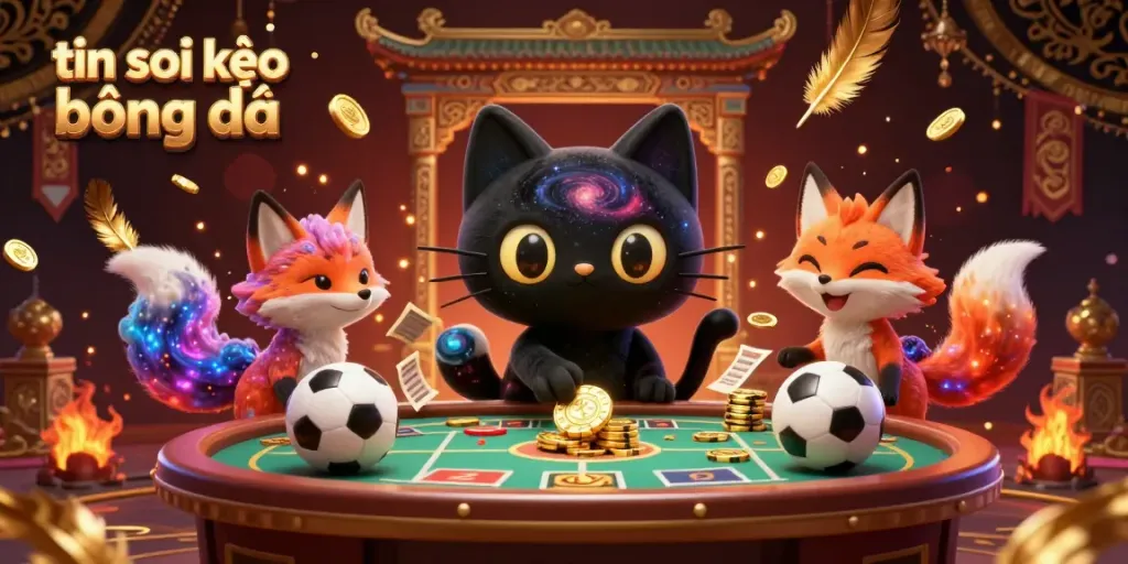 Experience thrilling sports betting with the tin soi kèo bóng đá cosmic scene, showcasing captivating characters and energetic game elements.