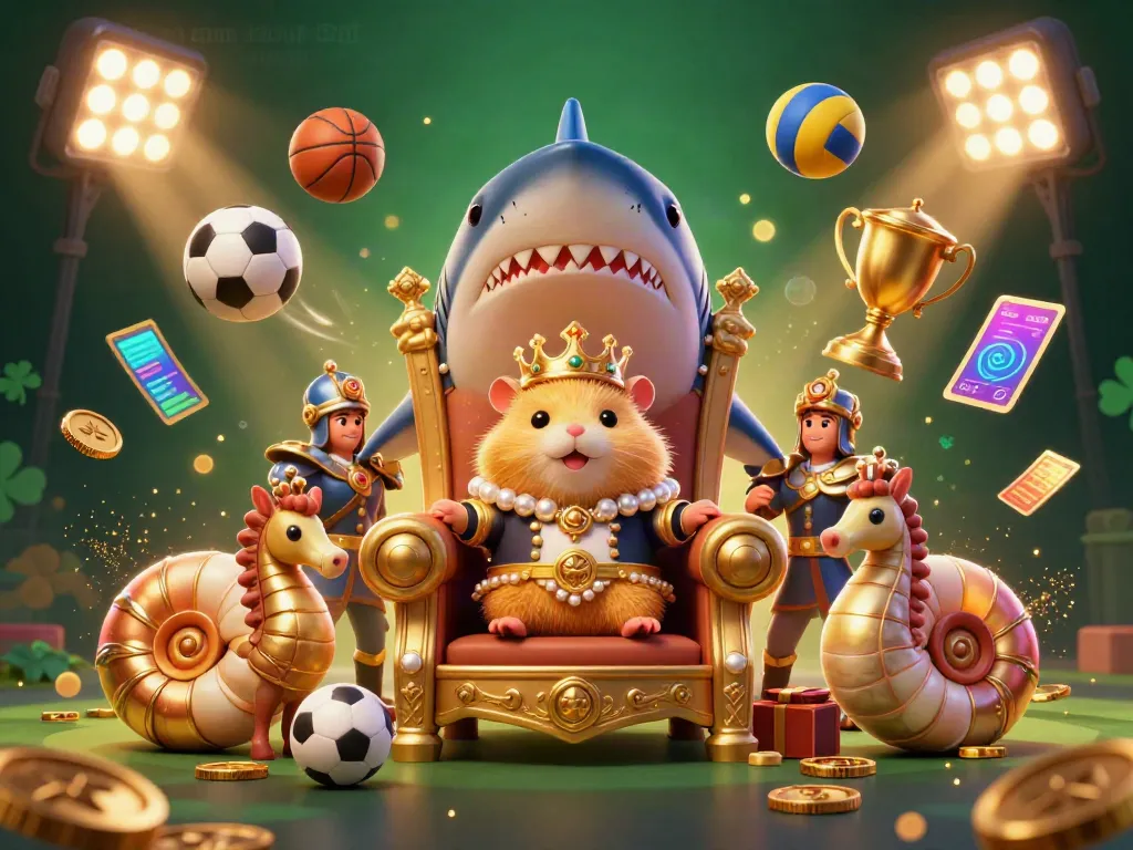 Engage with exciting games at Cổng game 789club featuring a delightful hamster king, sports elements, and a vibrant casino scene.