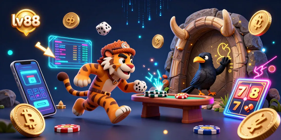 Experience thrilling casino action with lv88 featuring a caveman duo, sabertooth tiger, and their clever crow!