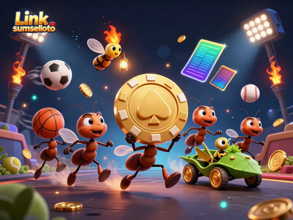 Engage in thrilling gameplay with Link sumseltoto featuring a team of cartoon ants on a dynamic heist adventure.