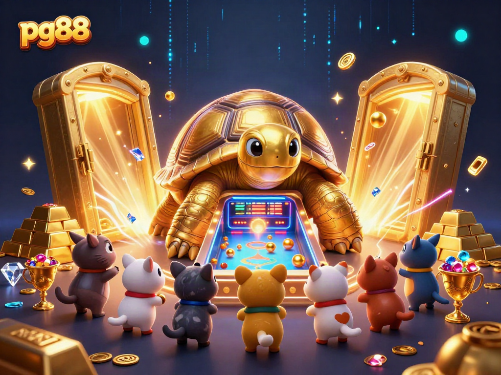 Experience the thrilling jackpot excitement at pg88 with a colossal golden tortoise pinball machine.