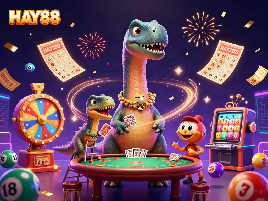 Witness the excitement at HAY88 with dynamic 3D dinosaurs bringing the casino to life!