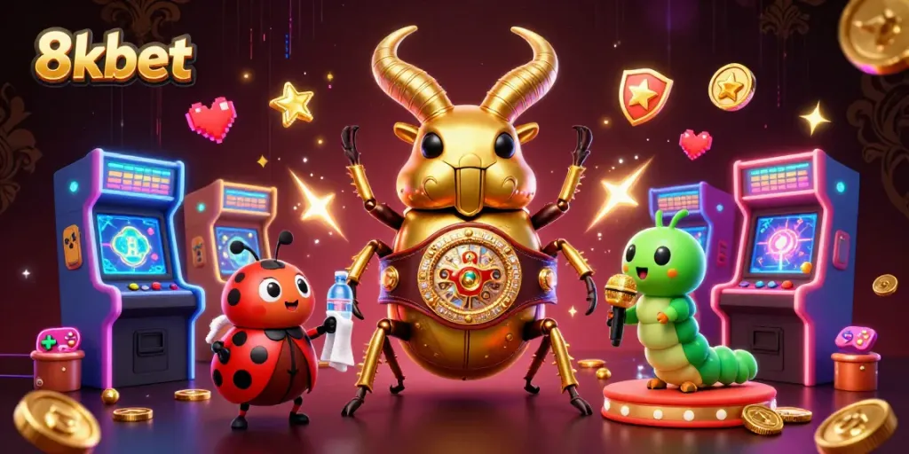 Engage with 8xbet's vibrant casino universe featuring whimsical characters in action.