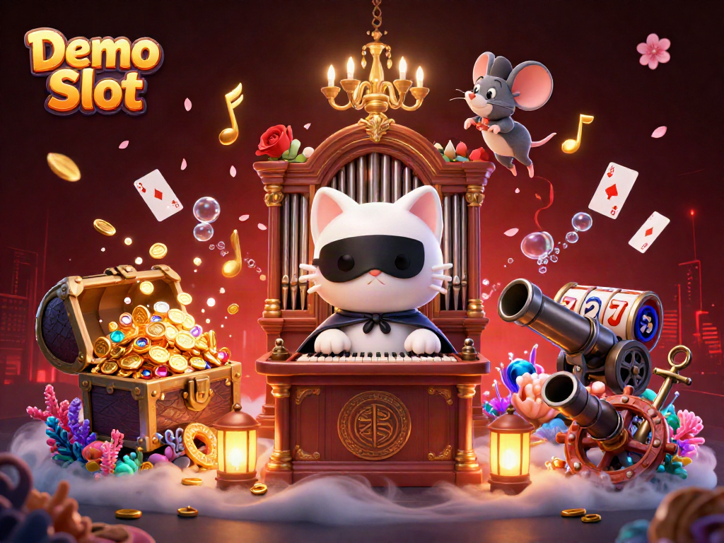 Engage with thrilling demo slots as enchanting characters bring gaming excitement to life, featuring vibrant casino elements.