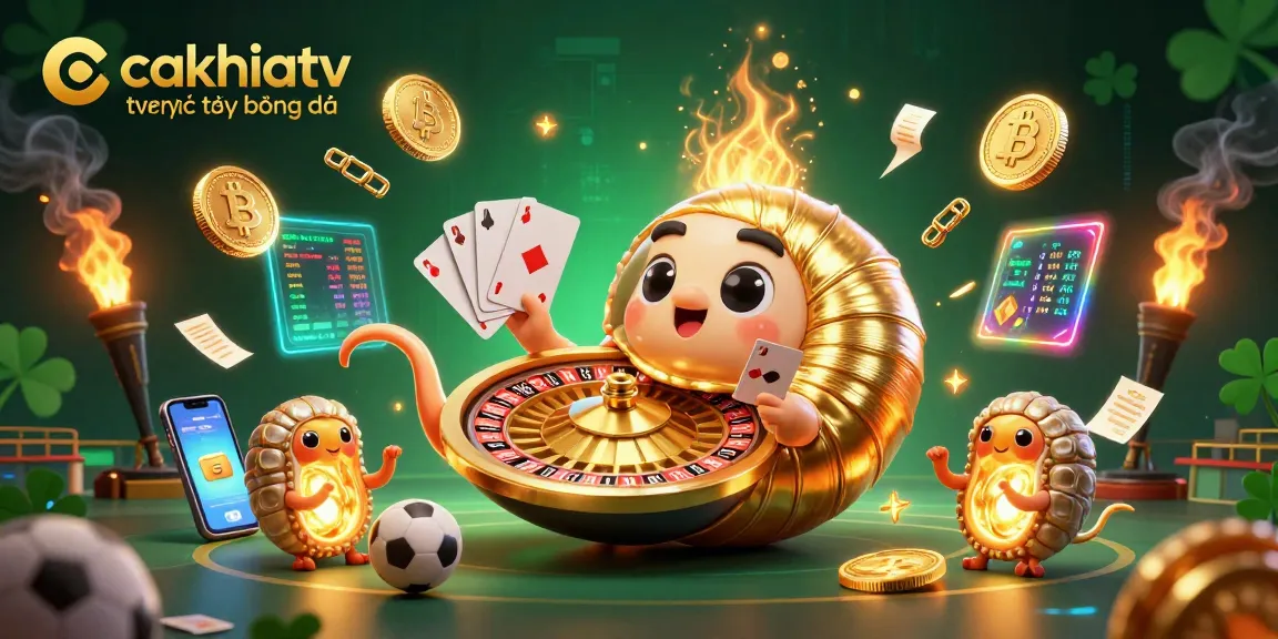 Experience cakhiatv trực tiếp bóng đá with a vibrant 3D illustration showcasing a winning gaming atmosphere.