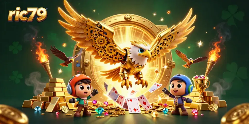 Experience the thrill of ric79, a dynamic casino scene with golden treasures and vibrant gameplay elements.