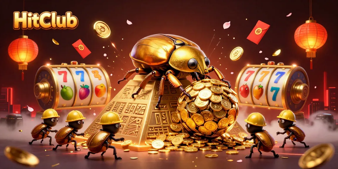 Experience thrilling gaming with HitClub, featuring golden symbols and casino treasures in vibrant scenes.