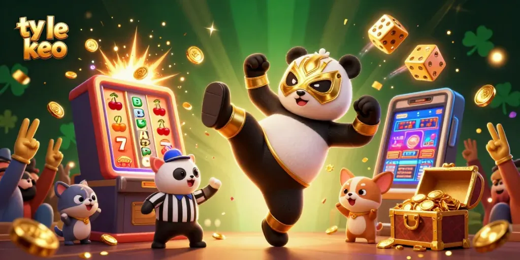 Experience thrilling ty le keo action with a panda wrestler and exciting casino elements.