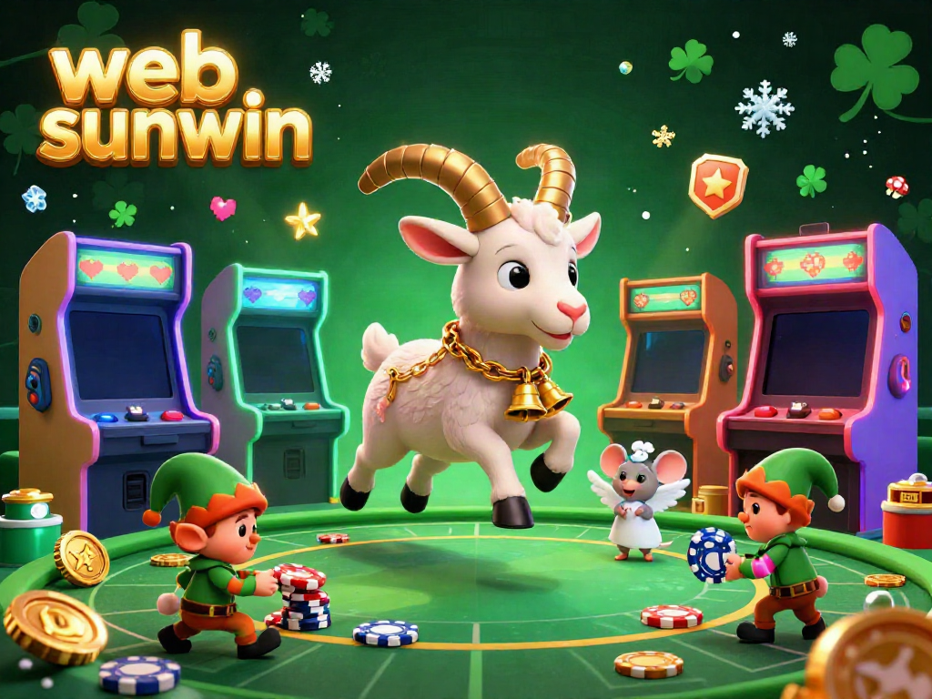 Experience thrilling gaming action with web sunwin in this vibrant 3D casino scene featuring playful characters.