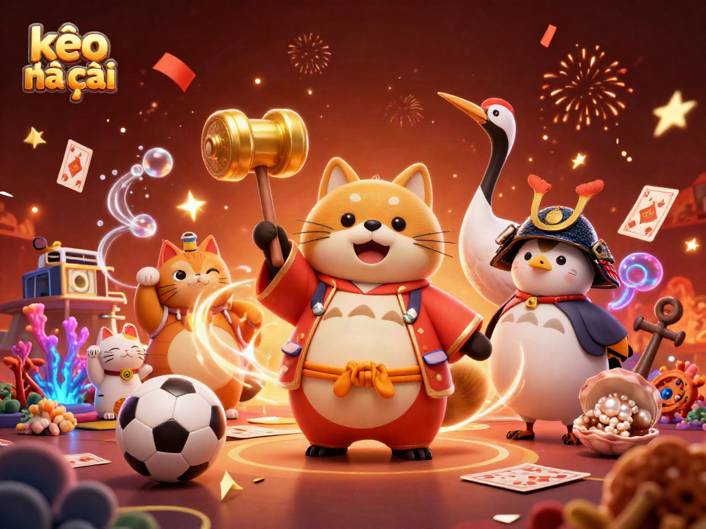 Engage with kèo nhà cái in a vibrant sports betting scene featuring cheerful characters and dynamic elements.