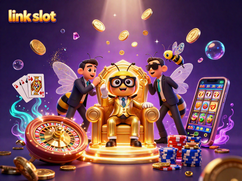 Experience thrilling gameplay with link slot featuring a cartoon mob boss and vibrant casino elements.