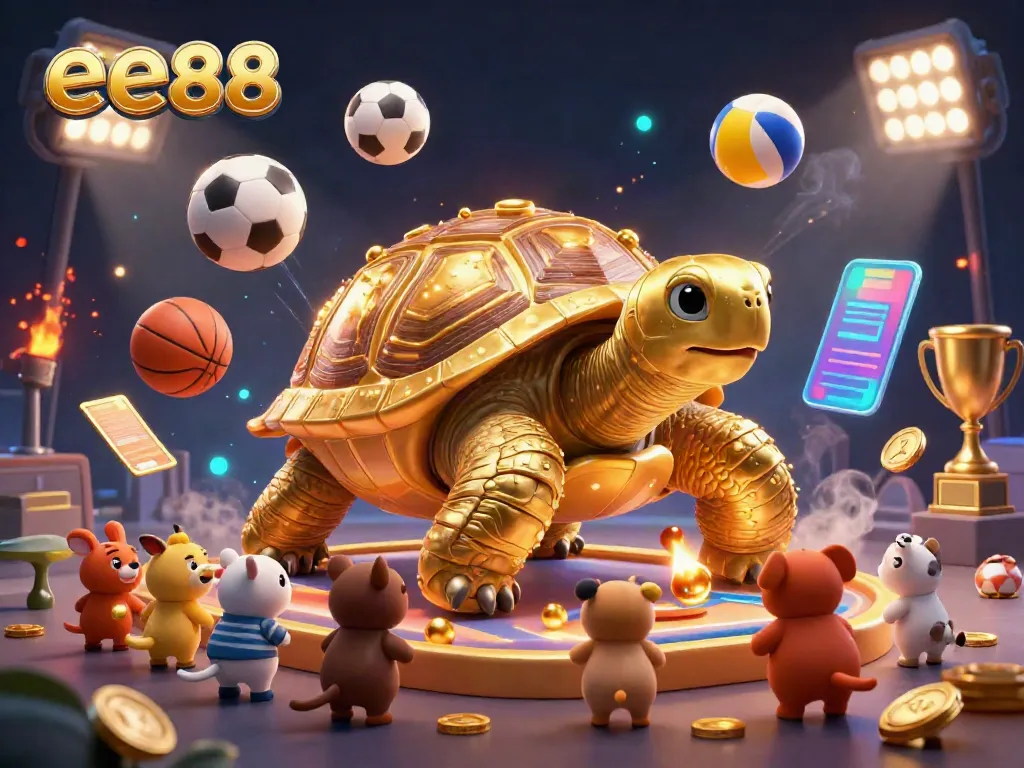 Engaging gameplay experience at ee88 with cartoon tortoise pinball machine, excited animals, and dynamic sports elements.
