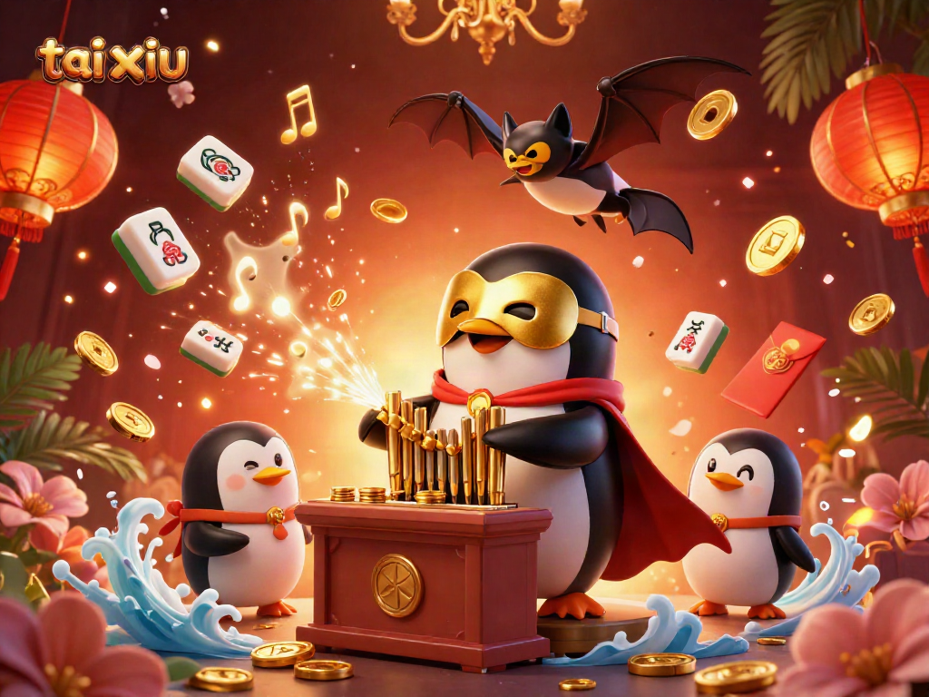 Experience the excitement of tai xiu with enchanting visuals from a vibrant casino scene featuring gold coins and lucky symbols.