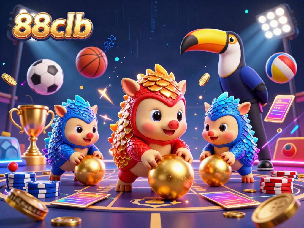 Engage in thrilling 88clb action with rival pangolins competing in a vibrant casino scene.