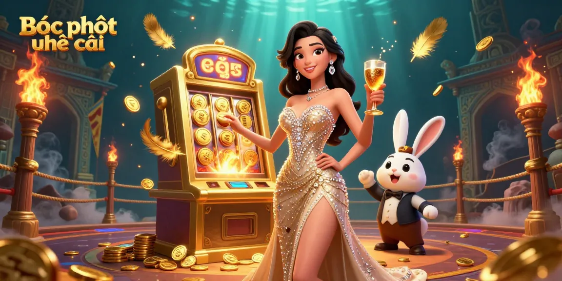 Bóc phốt nhà cái reveals exciting casino elements with a glamorous woman and dynamic jackpot scene