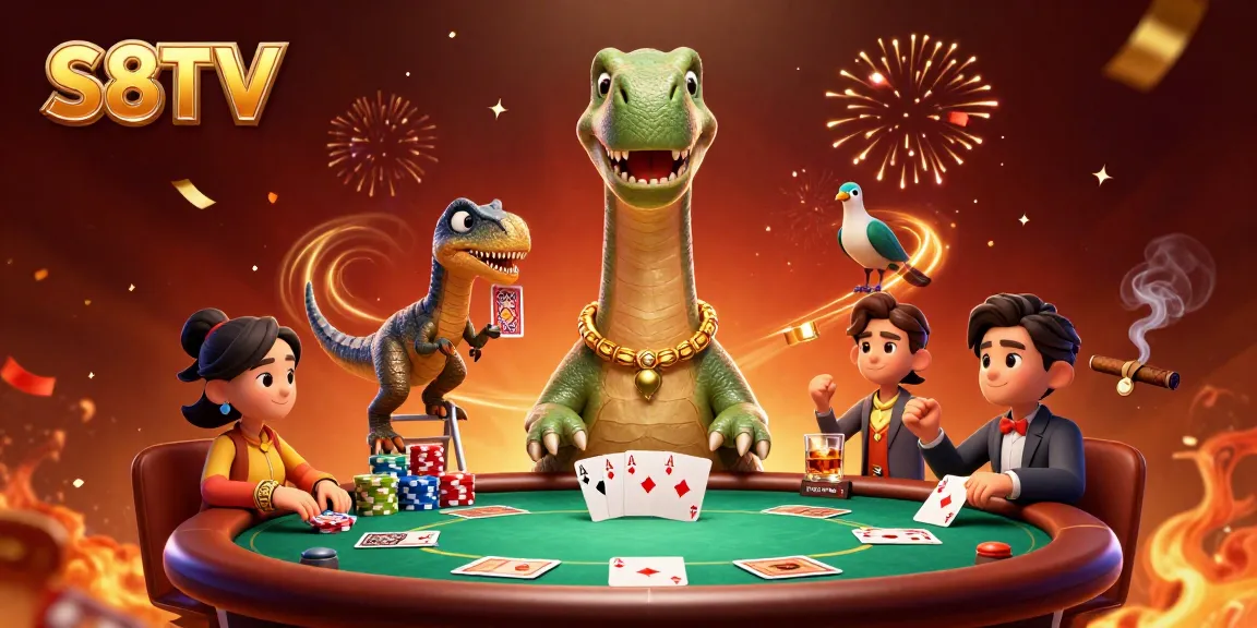Engage with the dazzling S8TV poker scene featuring dynamic characters and vibrant casino elements