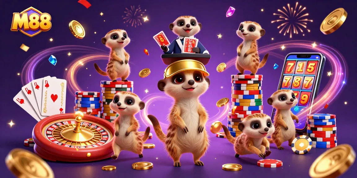 Experience thrilling gambling action at M88 with meerkats managing an exciting casino.