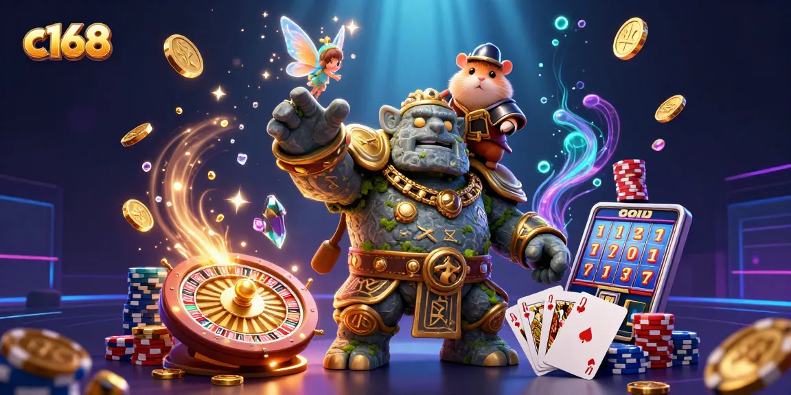 Experience exciting gameplay at c168 with a golem guardian, fairy companion, and thrilling casino elements.