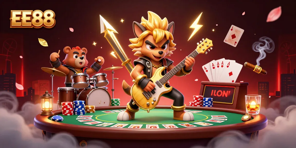 EE88 players win big at a vibrant casino scene with thrilling poker gameplay and energetic characters.