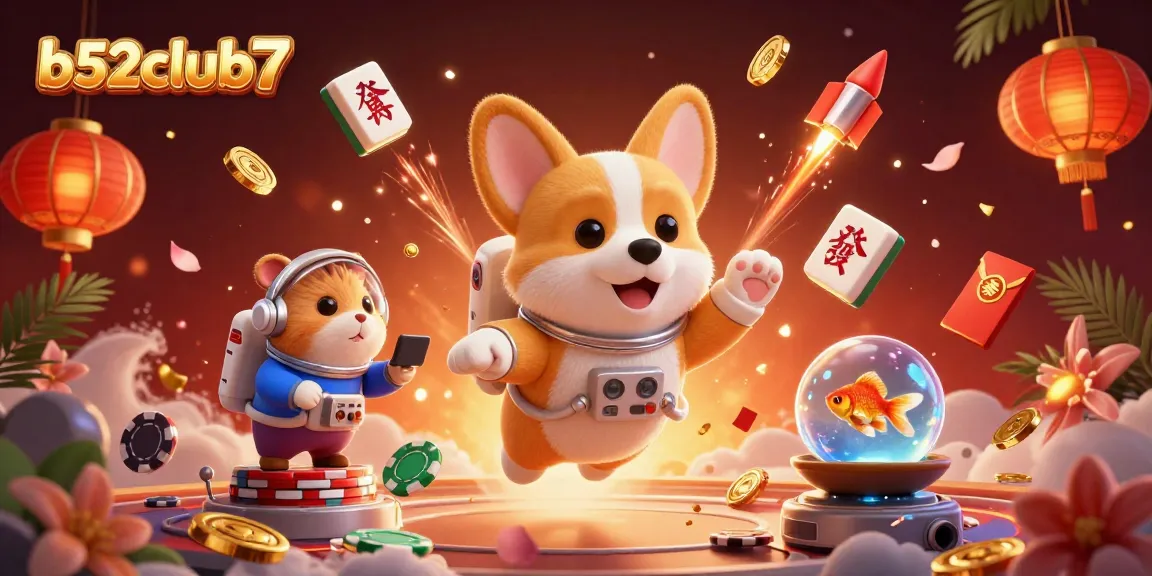Experience thrilling gameplay at b52club7 with a vibrant casino scene featuring floating coins and fun characters.