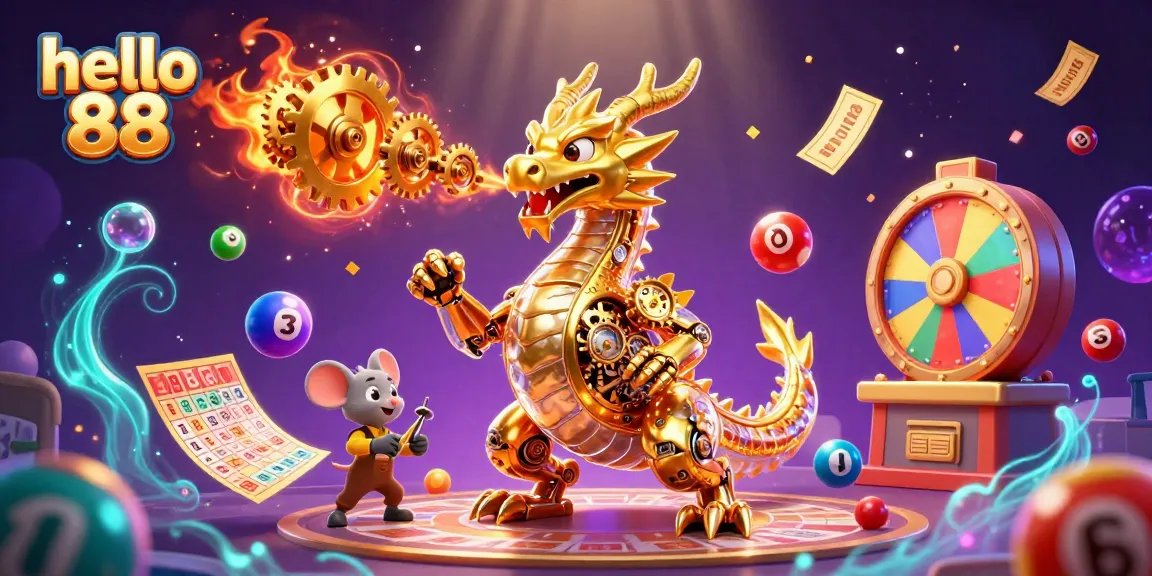 Capture the excitement at hello 88 as the golden dragon breathes gears and cogs, embodying ultimate casino thrill.