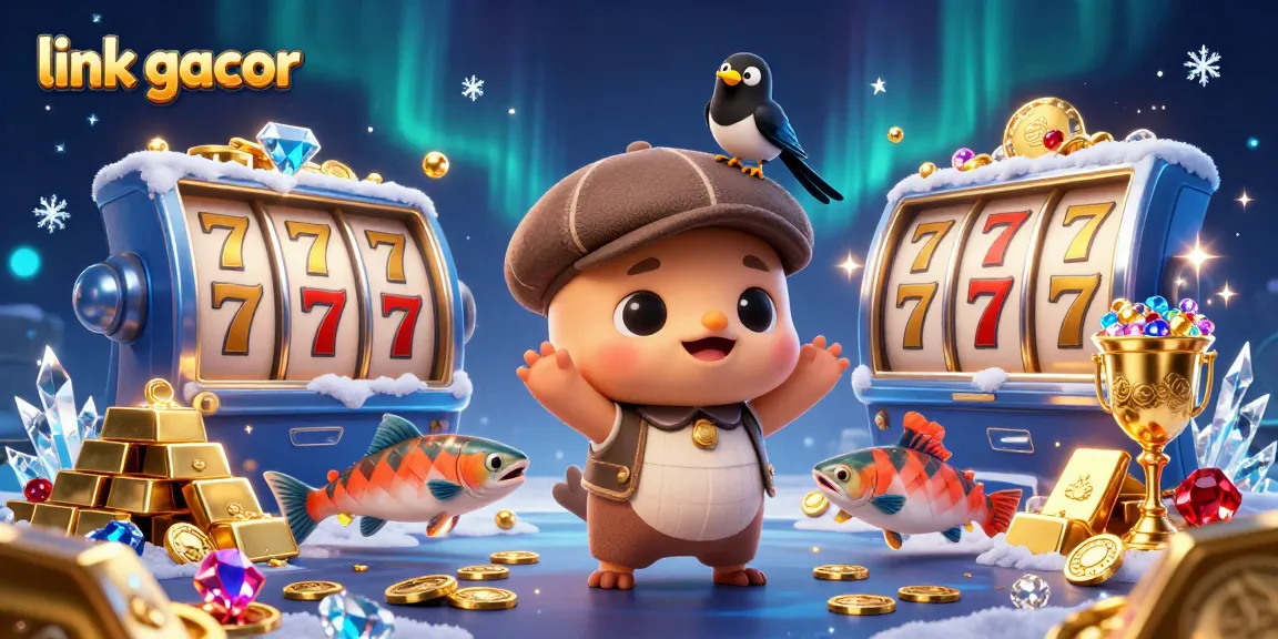 Play engaging games with link gacor in this vibrant casino-themed illustration featuring adorable characters.