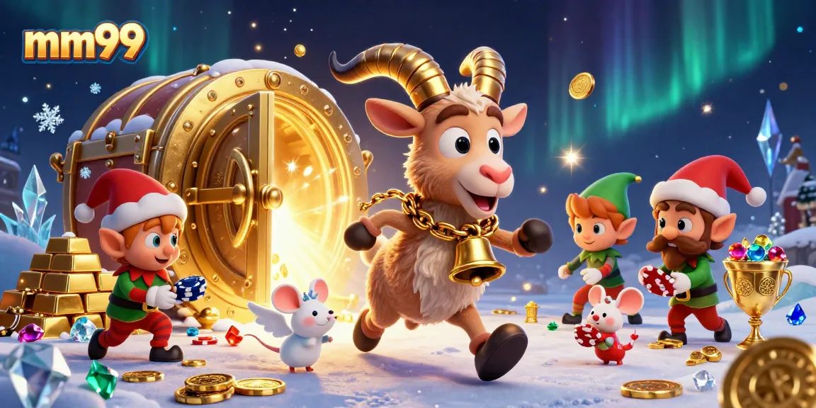 Experience the thrill of mm99's casino with Krampus and mischievous elves stealing poker chips!
