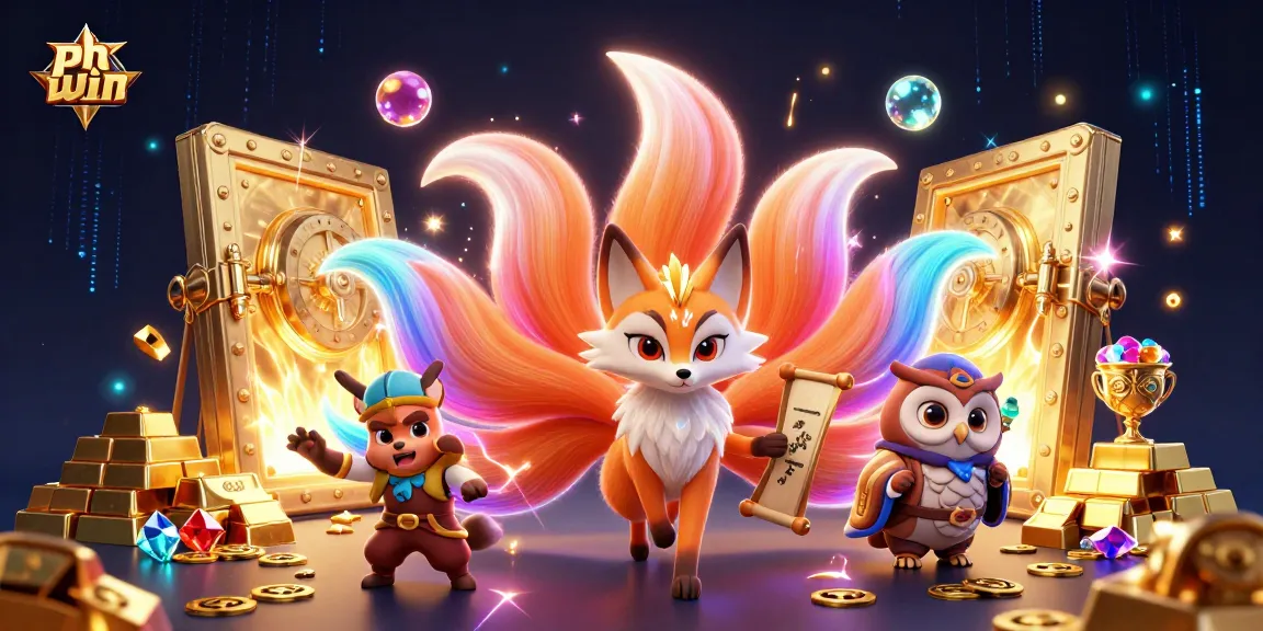 Experience the thrill of ph win as vibrant characters and treasures illuminate a magical casino realm.