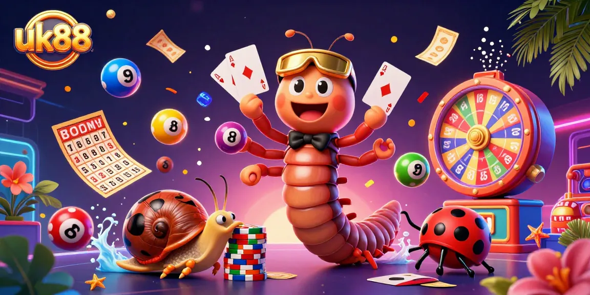 Experience thrilling gameplay with uk88's vibrant cartoon casino scene, showcasing unique characters and exciting elements