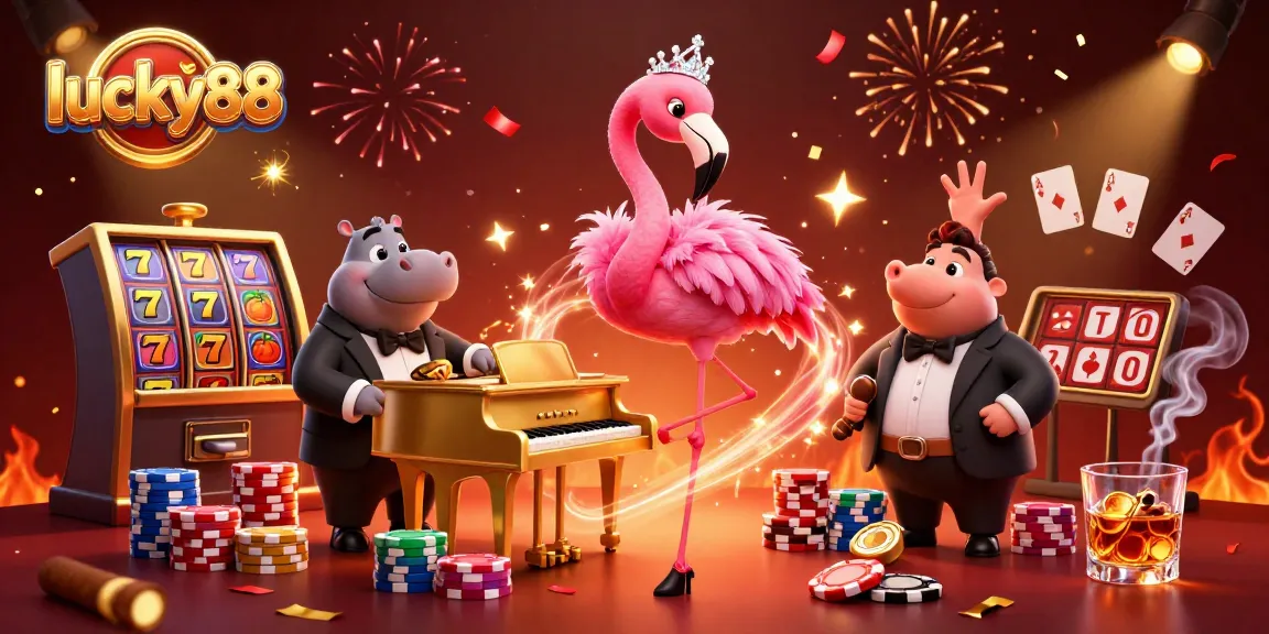 Experience exciting spins and wins with lucky88 slot machine in a vibrant casino scene.