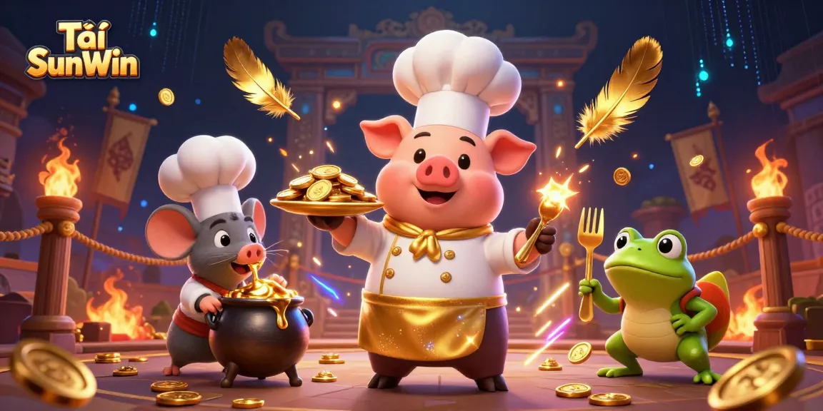 Engage in thrilling action with Tải SunWin while enjoying gold coins and festive elements in a dynamic gambling scene.
