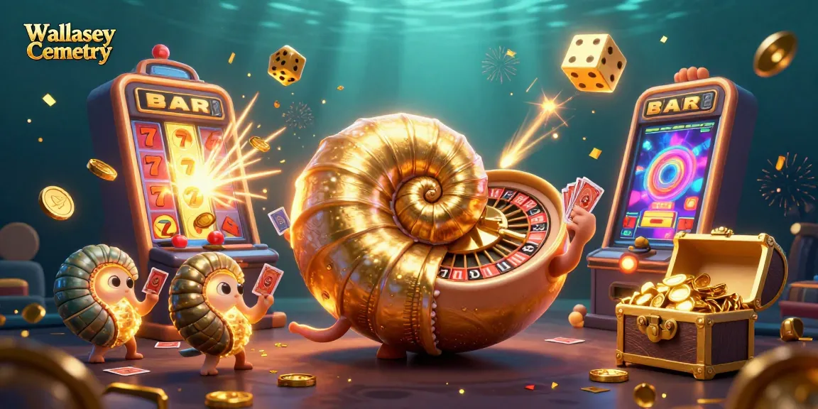 Engage with Wallasey Cemetery's dynamic casino scene featuring a giant nautilus roulette and slot explosion.