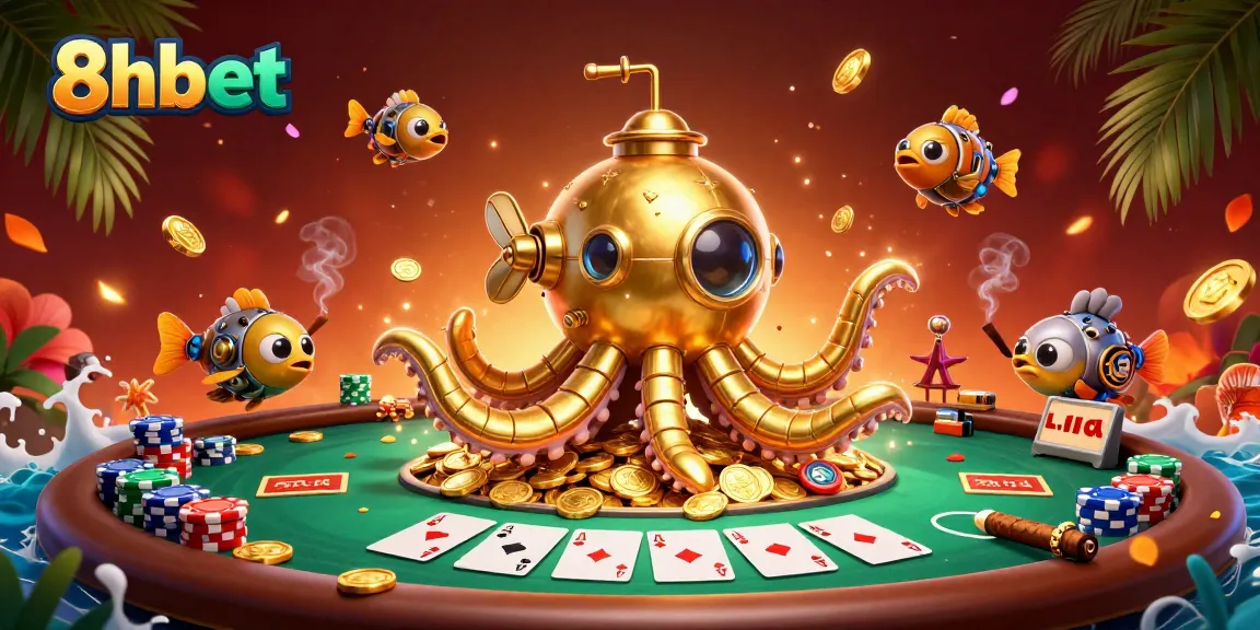 Play poker and win big with 8xbet's vibrant casino atmosphere full of gold and excitement.