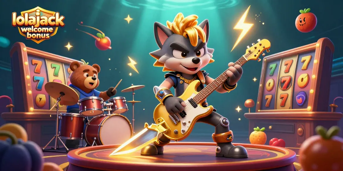 Experience the thrill of the lolajack casino welcome bonus with vibrant 3D casino elements and dynamic characters.