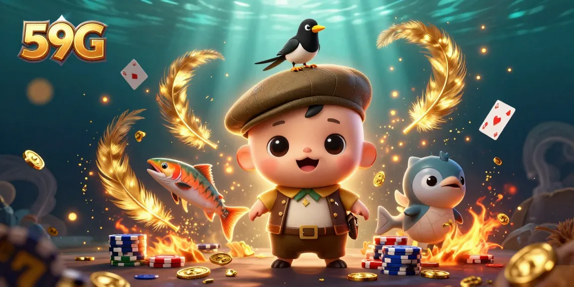The energetic scene captures 59G's vibrant casino atmosphere with lively characters and engaging gaming elements.