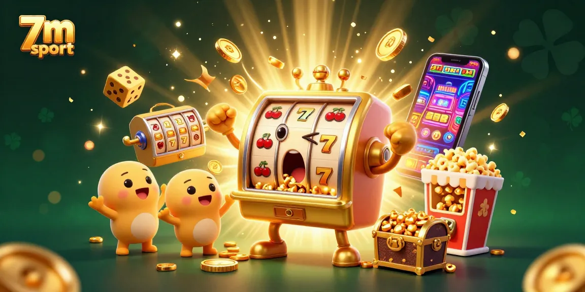 Experience the thrill of winning with 7m sport as animated slot machines celebrate a jackpot amidst golden coins and vibrant scenes.