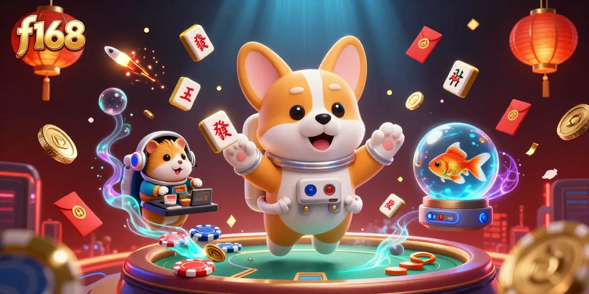 Experience excitement at f168 with a vibrant casino atmosphere featuring corgi and layered elements.