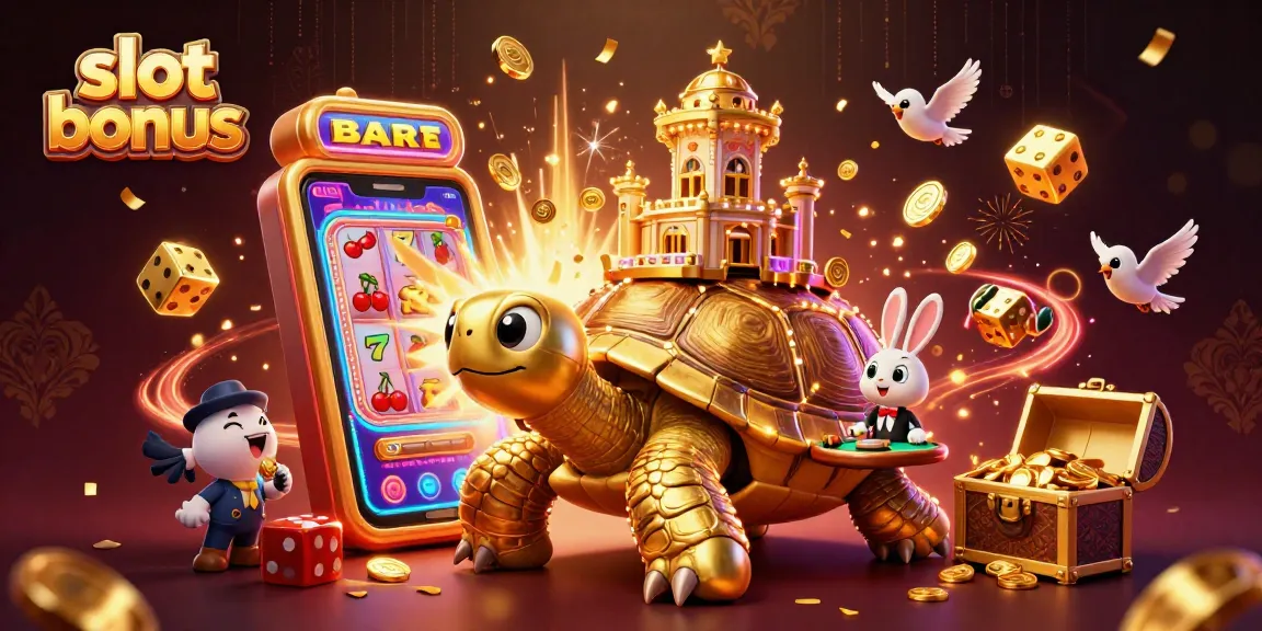 Engage with the exhilarating slot bonus experience of a vibrant 3D casino scene filled with joyful characters and gaming elements.