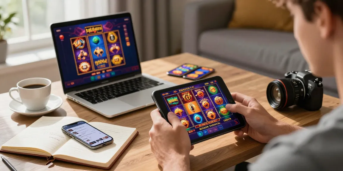 Player exploring 20 free spins on registration no deposit offers, enjoying vibrant slot games in a cozy environment.