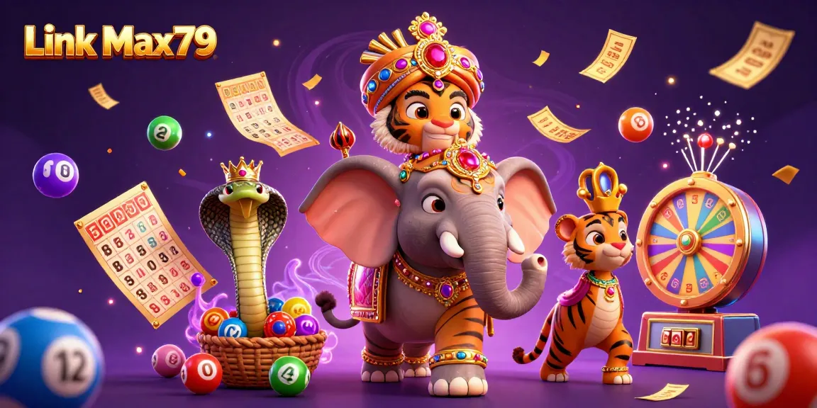 Engage with Link Max79 in a vibrant casino-themed illustration featuring games and excitement.